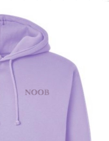 Embroidered 'Noob' Heavyweight Hoodie- Lavender