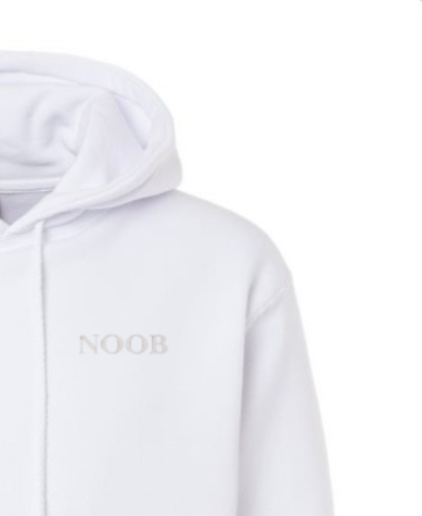 Embroidered 'Noob' Heavyweight Hoodie- White