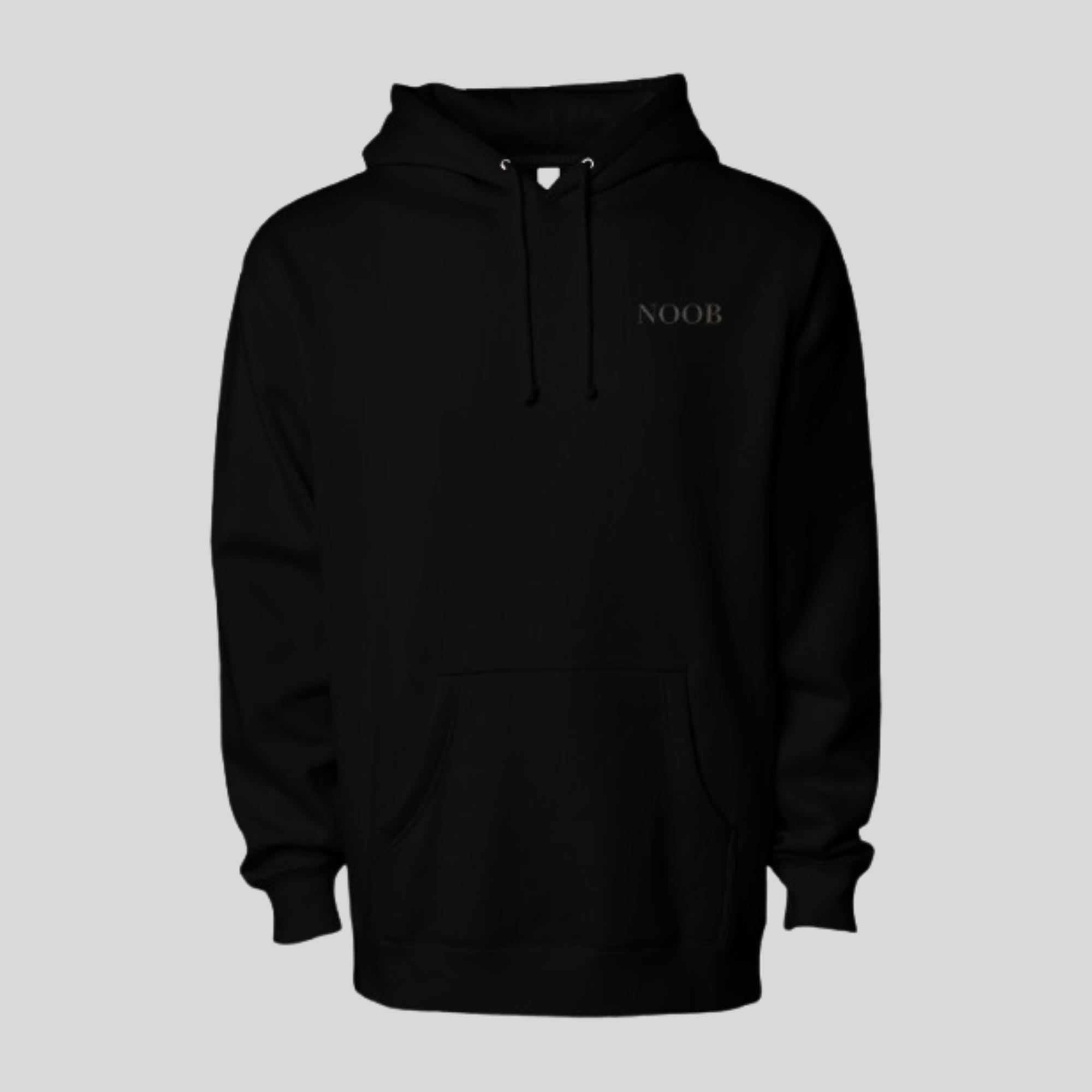 Embroidered 'Noob' Heavyweight Hoodie- Black