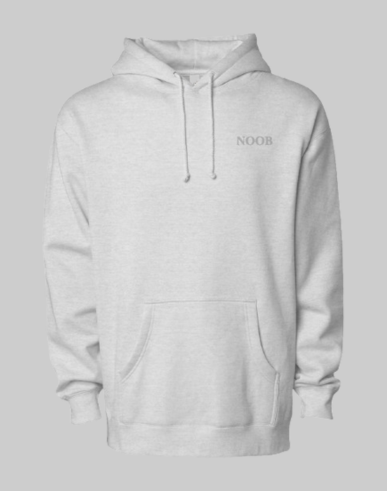 Embroidered 'Noob' Heavyweight Hoodie- Heather Grey