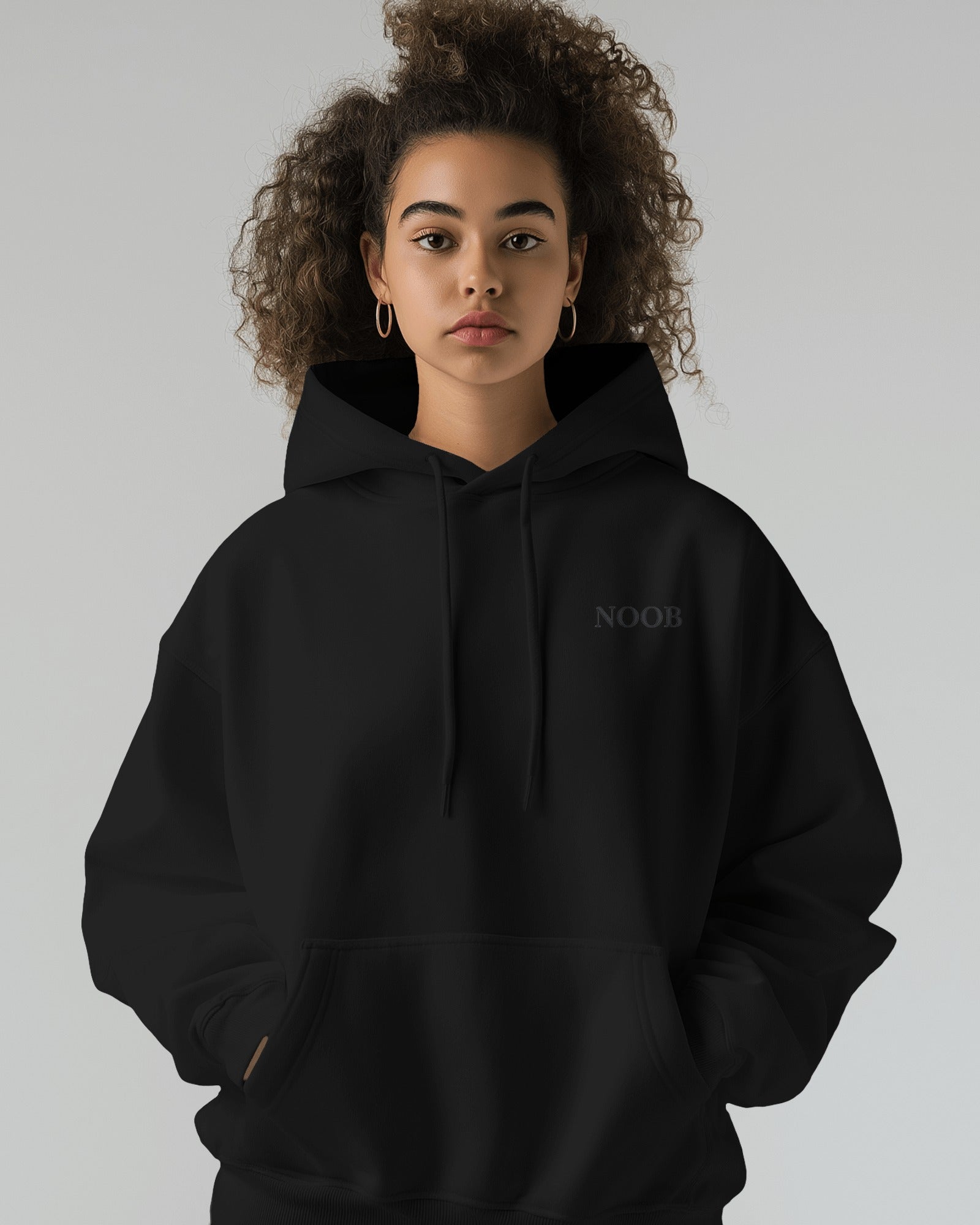 Embroidered 'Noob' Heavyweight Hoodie- Lavender