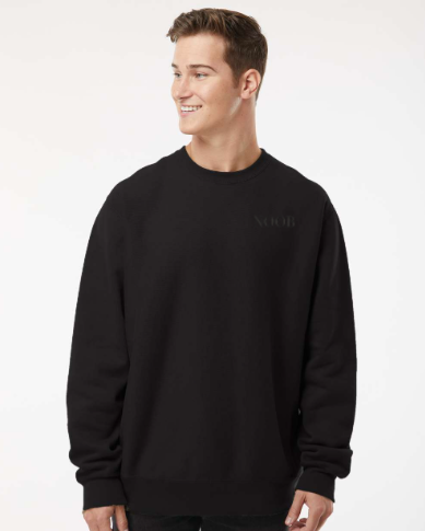 Black Embroidered 'Noob' Crewneck