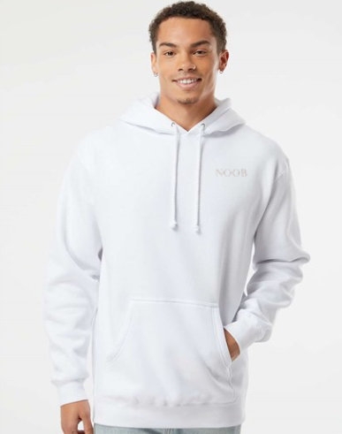 Embroidered 'Noob' Heavyweight Hoodie- White