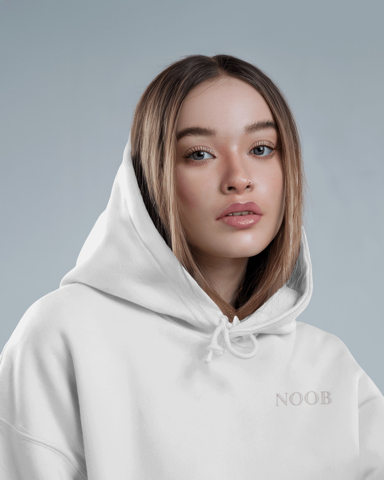 Embroidered 'Noob' Heavyweight Hoodie- Lavender